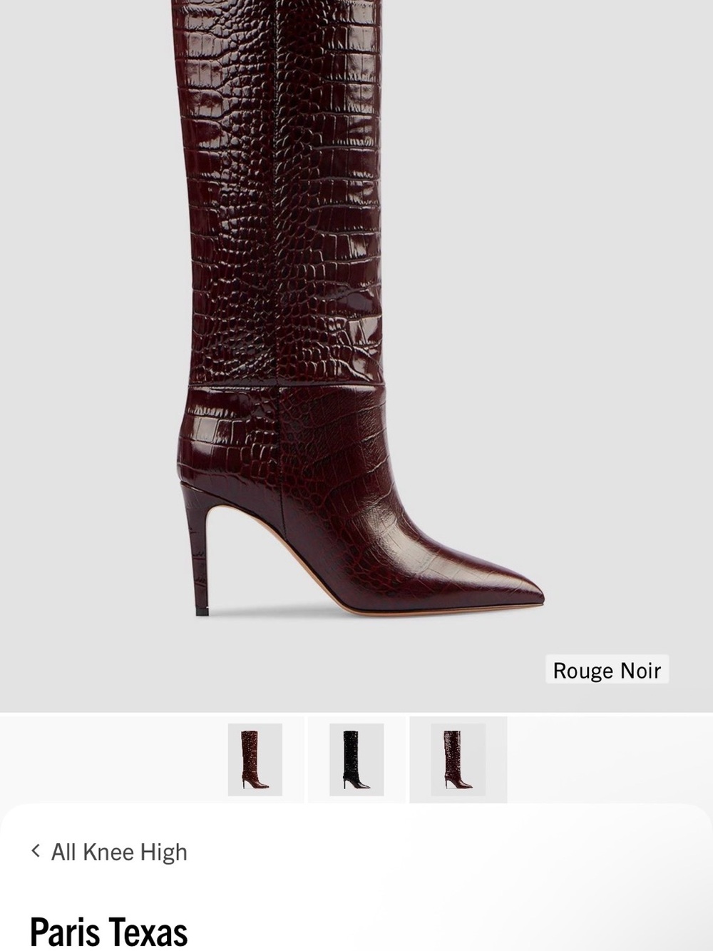 Paris Texas Mock Croc Stilletto Pointed-Toe Knee Boots, Sz EU 39, US 9 - Picture 11 of 11